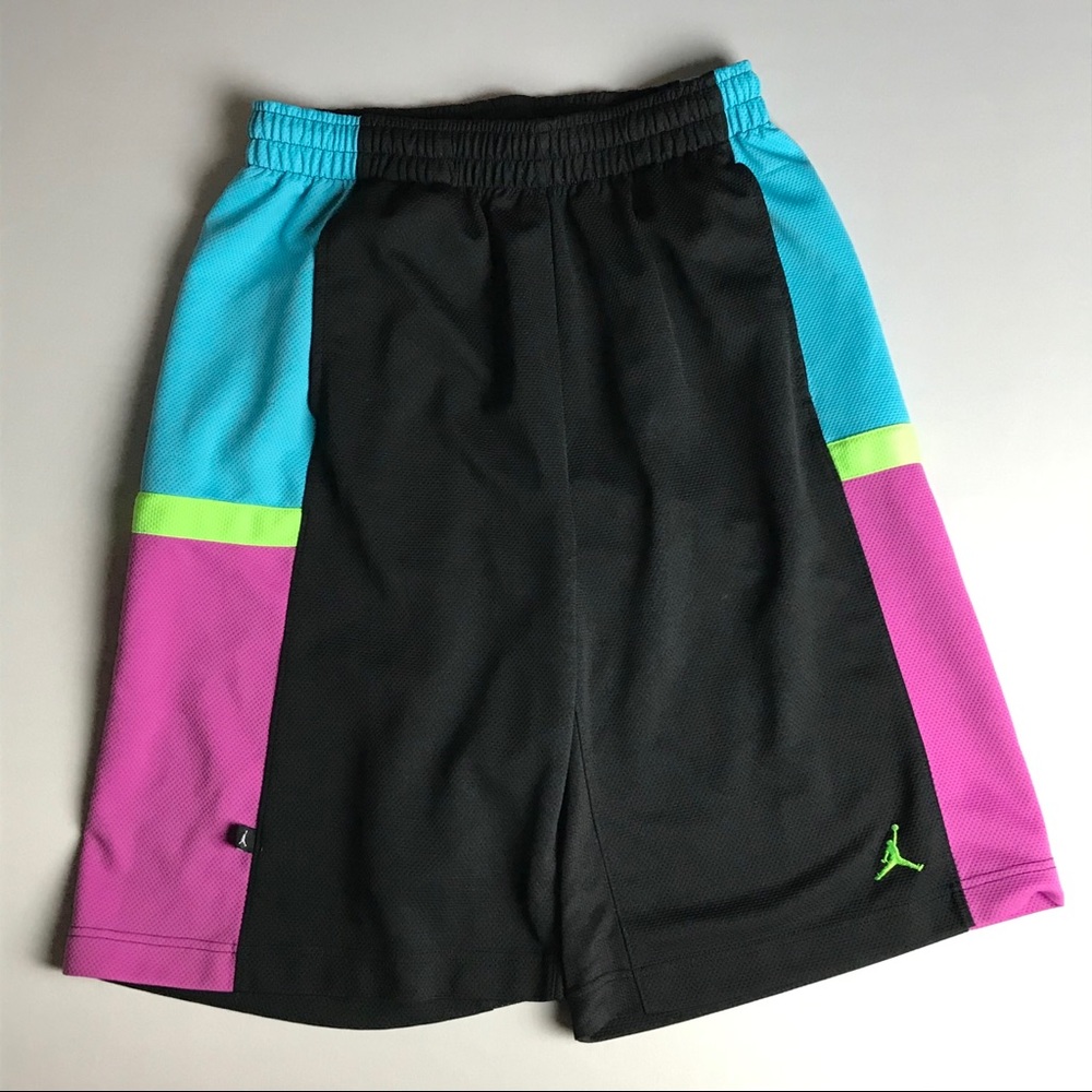 Jordan Mens Large Black Pink Basketball Shorts